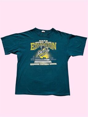 Vintage Y2K 00s Waves 2002 Edmonton Grey Cup CFL Graphic Tee Green Large